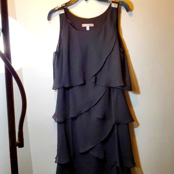 Evening Wear Black Flutter Dress Size 4 - Picture 1 of 7